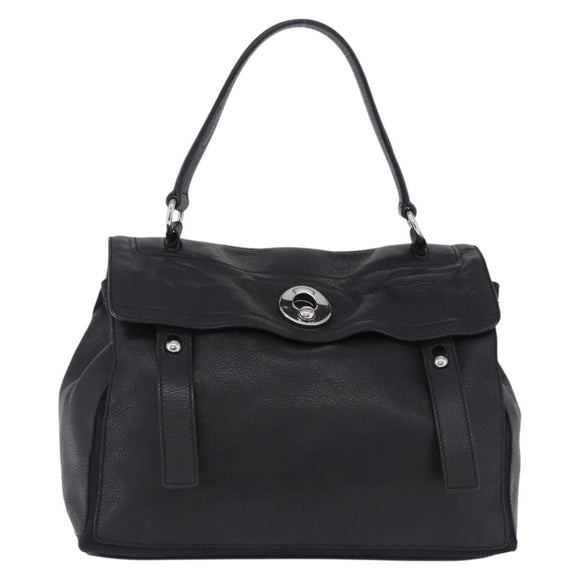 SAINT LAURENT Muse Toe Hand Bag Leather Black Silver 197149 Auth 199840A