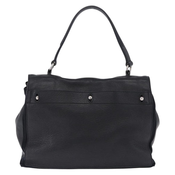 SAINT LAURENT Muse Toe Hand Bag Leather Black Silver 197149 Auth 199840A