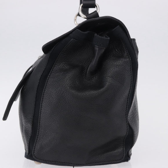 SAINT LAURENT Muse Toe Hand Bag Leather Black Silver 197149 Auth 199840A