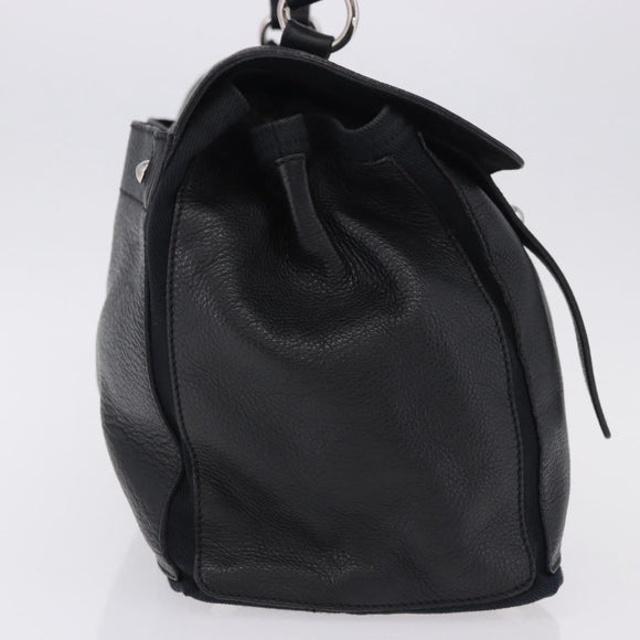 SAINT LAURENT Muse Toe Hand Bag Leather Black Silver 197149 Auth 199840A