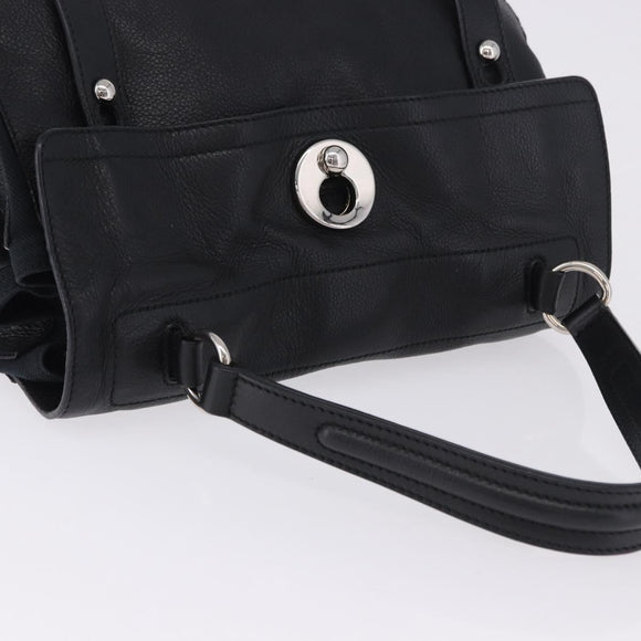 SAINT LAURENT Muse Toe Hand Bag Leather Black Silver 197149 Auth 199840A