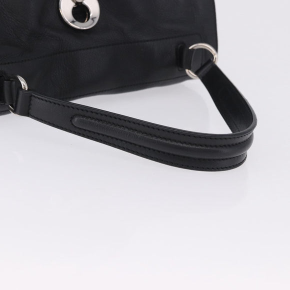 SAINT LAURENT Muse Toe Hand Bag Leather Black Silver 197149 Auth 199840A