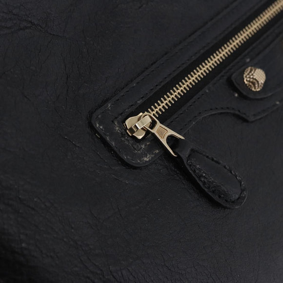BALENCIAGA Giant Clutch Bag Leather Black Gold Auth 199841V