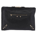 BALENCIAGA Giant Clutch Bag Leather Black Gold Auth 199841V-13