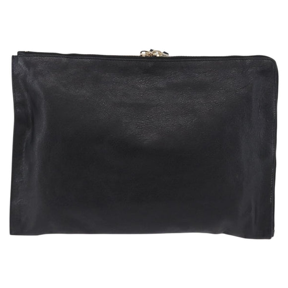 BALENCIAGA Giant Clutch Bag Leather Black Gold Auth 199841V