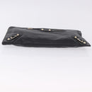 BALENCIAGA Giant Clutch Bag Leather Black Gold Auth 199841V-6