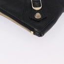 BALENCIAGA Giant Clutch Bag Leather Black Gold Auth 199841V-7