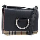 BURBERRY Nova Check Shoulder Bag Canvas Beige Silver Auth 199844A-1