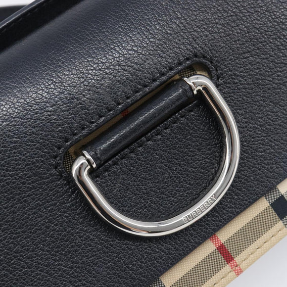 BURBERRY Nova Check Shoulder Bag Canvas Beige Silver Auth 199844A