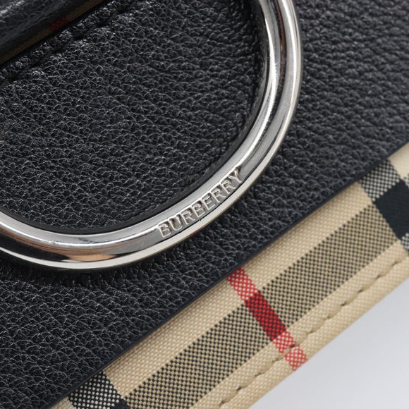 BURBERRY Nova Check Shoulder Bag Canvas Beige Silver Auth 199844A