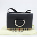 BURBERRY Nova Check Shoulder Bag Canvas Beige Silver Auth 199844A-26