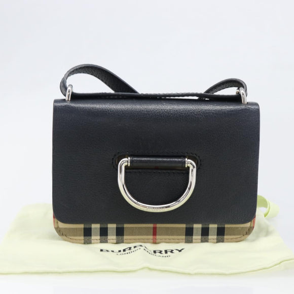 BURBERRY Nova Check Shoulder Bag Canvas Beige Silver Auth 199844A