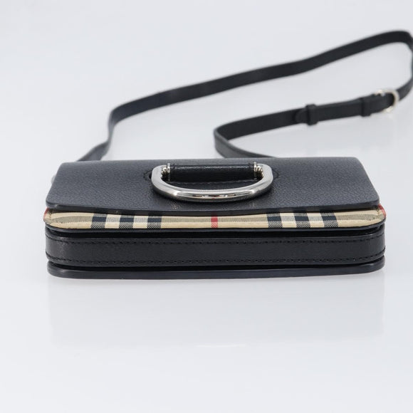 BURBERRY Nova Check Shoulder Bag Canvas Beige Silver Auth 199844A