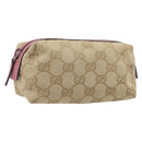 GUCCI GG Canvas Pouch Beige Gold 29596 Auth 199845A-1