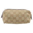 GUCCI GG Canvas Pouch Beige Gold 29596 Auth 199845A-2