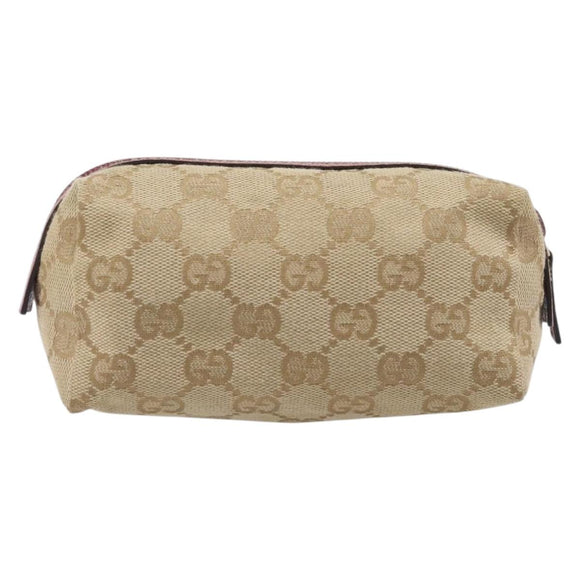 GUCCI GG Canvas Pouch Beige Gold 29596 Auth 199845A