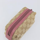 GUCCI GG Canvas Pouch Beige Gold 29596 Auth 199845A-5