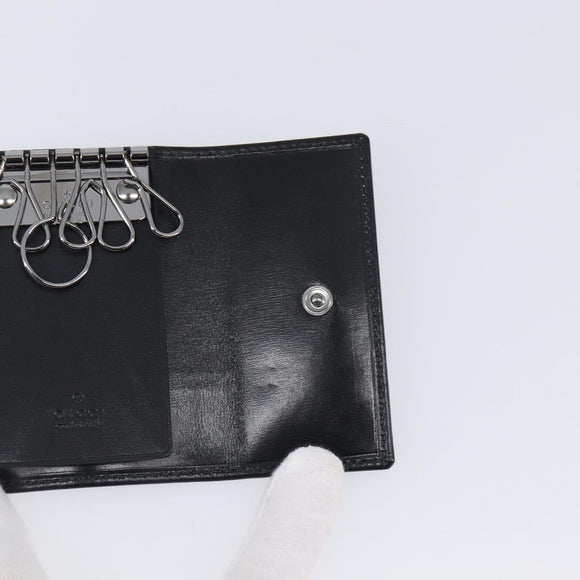 GUCCI Key Case Leather Black Silver 138052 Auth 199850V