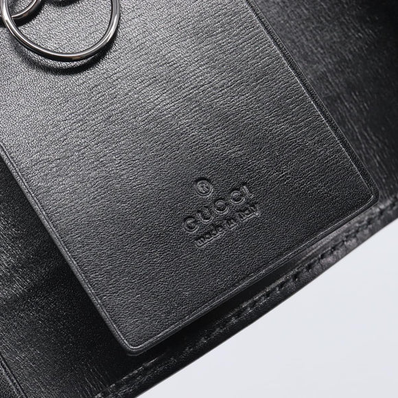 GUCCI Key Case Leather Black Silver 138052 Auth 199850V