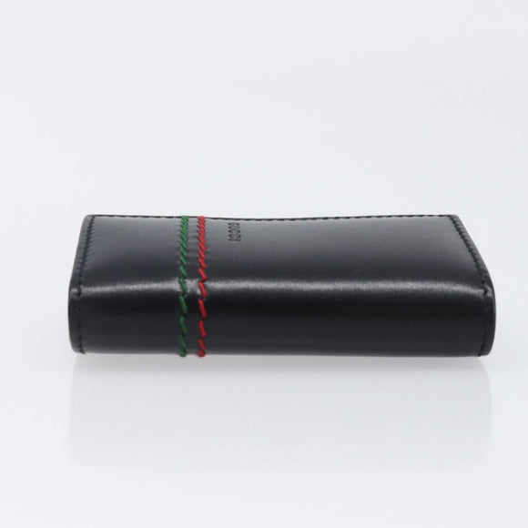 GUCCI Key Case Leather Black Silver 138052 Auth 199850V