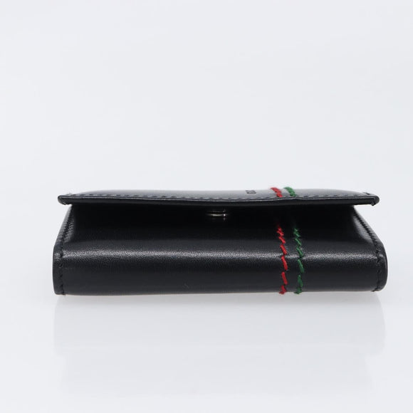 GUCCI Key Case Leather Black Silver 138052 Auth 199850V