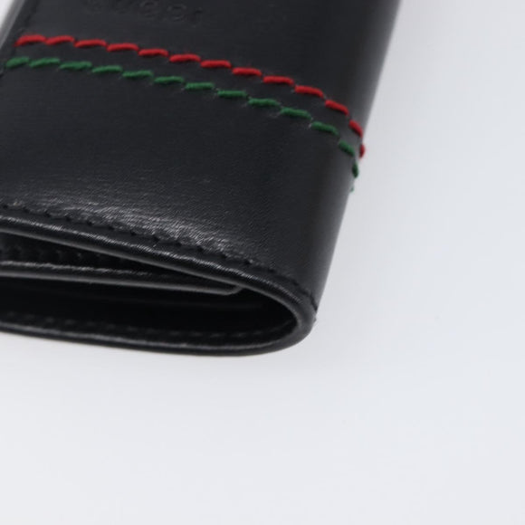 GUCCI Key Case Leather Black Silver 138052 Auth 199850V