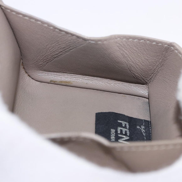 FENDI Peek A Boo Coin Purse Leather Gray Silver Auth 199851A