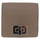 FENDI Peek A Boo Coin Purse Leather Gray Silver Auth 199851A-2