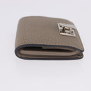 FENDI Peek A Boo Coin Purse Leather Gray Silver Auth 199851A-5