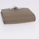 FENDI Peek A Boo Coin Purse Leather Gray Silver Auth 199851A-6