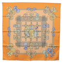 HERMES Carre 90 Scarf Silk ""LES RUBANS DU CHEVAL"" Orange Auth 199852M-1