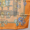 HERMES Carre 90 Scarf Silk ""LES RUBANS DU CHEVAL"" Orange Auth 199852M-10