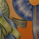 HERMES Carre 90 Scarf Silk ""LES RUBANS DU CHEVAL"" Orange Auth 199852M-13