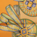 HERMES Carre 90 Scarf Silk ""LES RUBANS DU CHEVAL"" Orange Auth 199852M-14