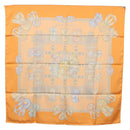 HERMES Carre 90 Scarf Silk ""LES RUBANS DU CHEVAL"" Orange Auth 199852M-15