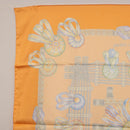 HERMES Carre 90 Scarf Silk ""LES RUBANS DU CHEVAL"" Orange Auth 199852M-16