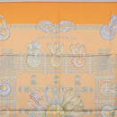 HERMES Carre 90 Scarf Silk ""LES RUBANS DU CHEVAL"" Orange Auth 199852M-17