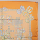 HERMES Carre 90 Scarf Silk ""LES RUBANS DU CHEVAL"" Orange Auth 199852M-18
