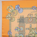 HERMES Carre 90 Scarf Silk ""LES RUBANS DU CHEVAL"" Orange Auth 199852M-2