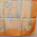 HERMES Carre 90 Scarf Silk ""LES RUBANS DU CHEVAL"" Orange Auth 199852M-24