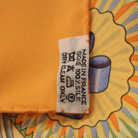 HERMES Carre 90 Scarf Silk ""LES RUBANS DU CHEVAL"" Orange Auth 199852M