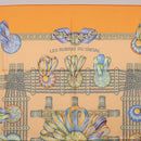 HERMES Carre 90 Scarf Silk ""LES RUBANS DU CHEVAL"" Orange Auth 199852M-3