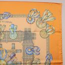 HERMES Carre 90 Scarf Silk ""LES RUBANS DU CHEVAL"" Orange Auth 199852M-4