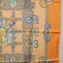 HERMES Carre 90 Scarf Silk ""LES RUBANS DU CHEVAL"" Orange Auth 199852M-7