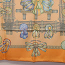 HERMES Carre 90 Scarf Silk ""LES RUBANS DU CHEVAL"" Orange Auth 199852M-9
