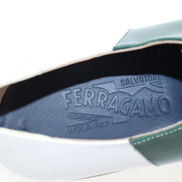 Salvatore Ferragamo Saddle Shoes Leather Green Auth 199854M