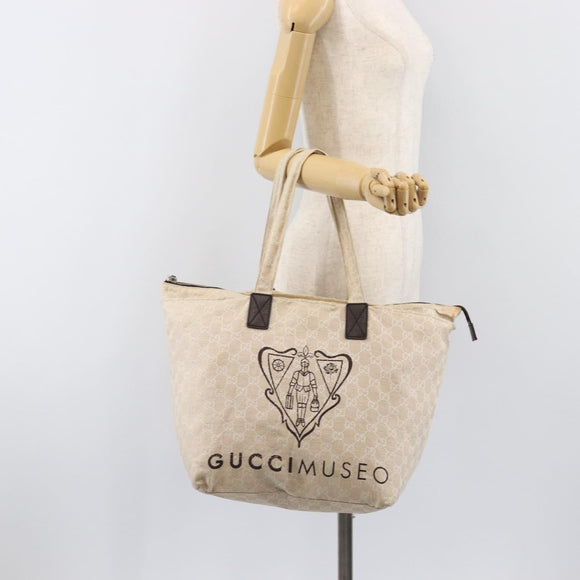 GUCCI GG Canvas Museo Tote Bag Ivory Silver 283416 Auth 199855