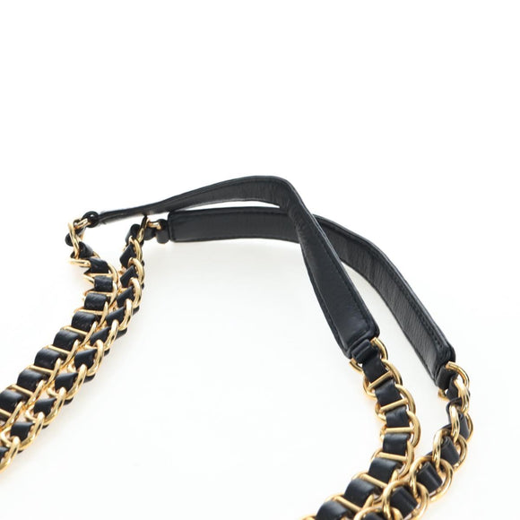 PRADA Chain Shoulder Bag Nylon Black Gold Auth 199857V