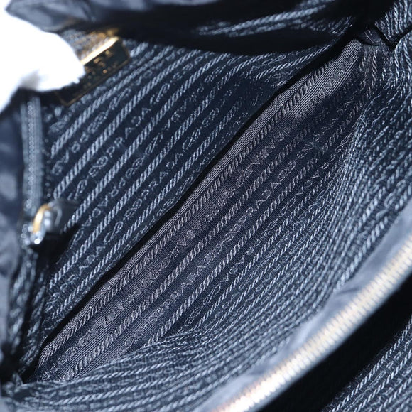 PRADA Chain Shoulder Bag Nylon Black Gold Auth 199857V