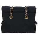 PRADA Chain Shoulder Bag Nylon Black Gold Auth 199857V-2